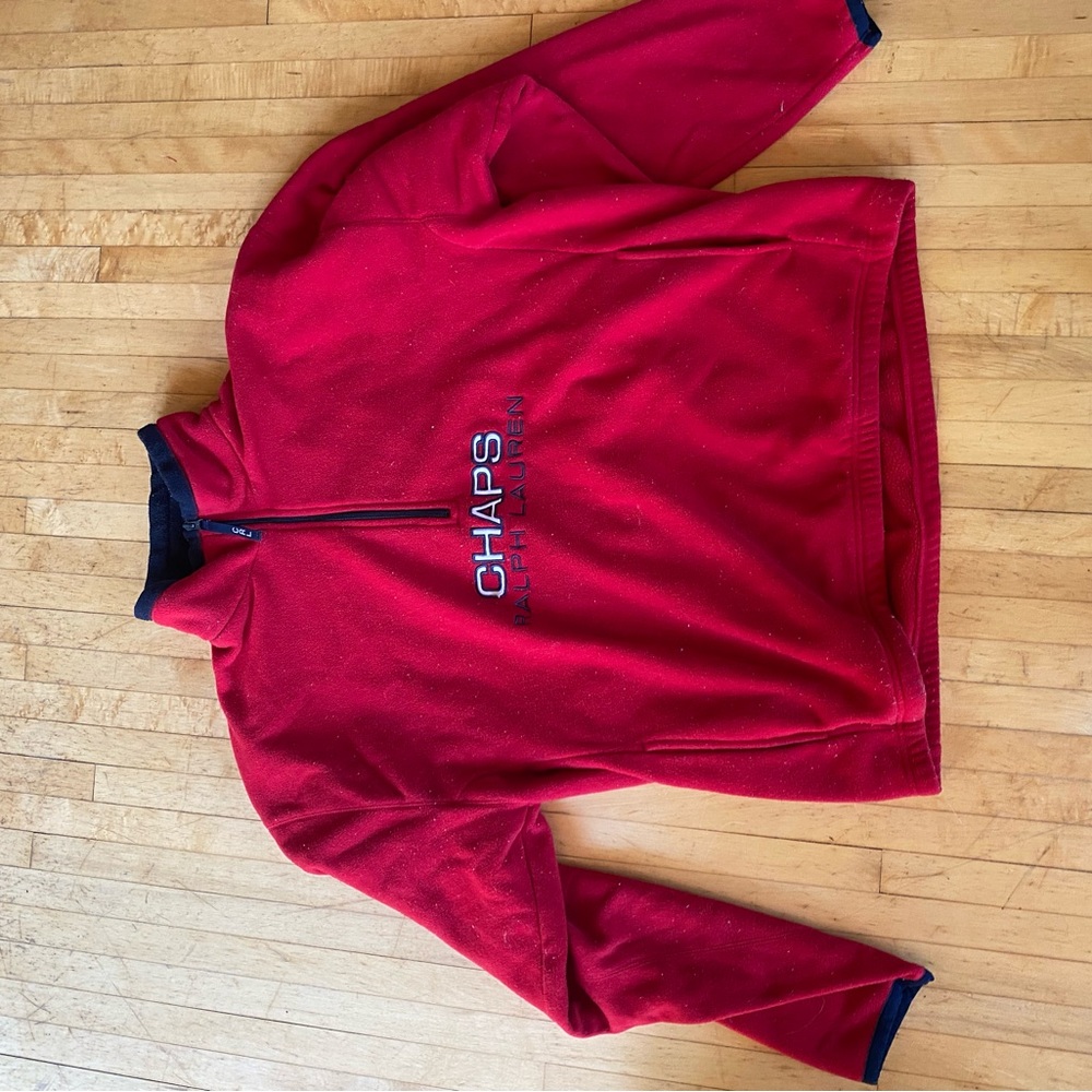 Ralph Lauren Red and Black Fleece Pullover